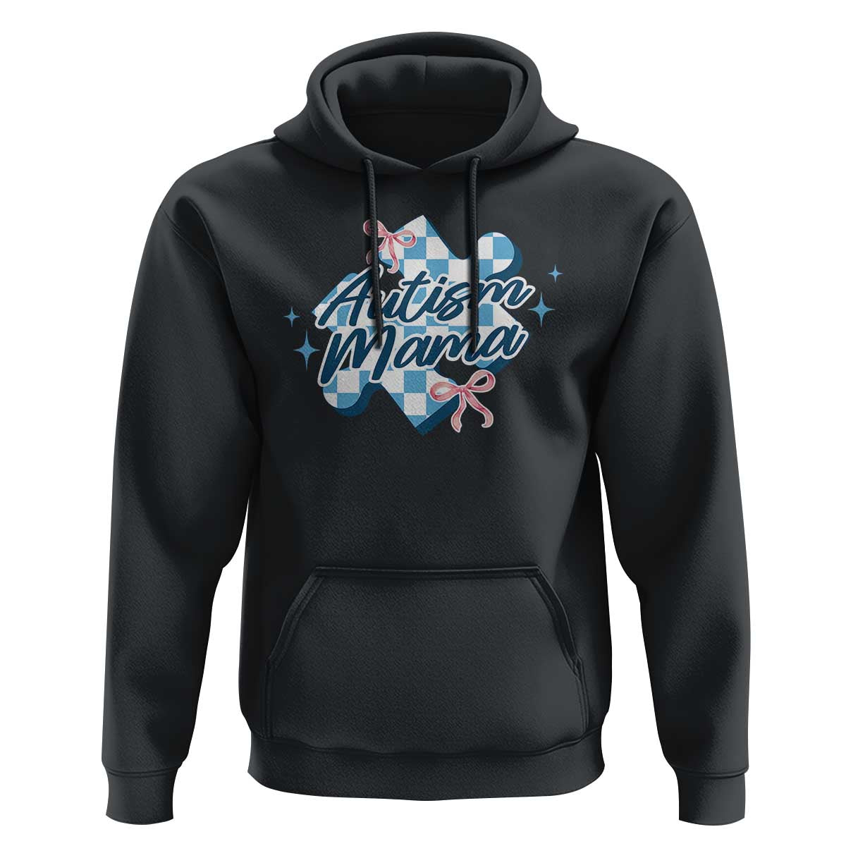 Autism Mama Coquette Puzzle Piece Pink Bow Hoodie