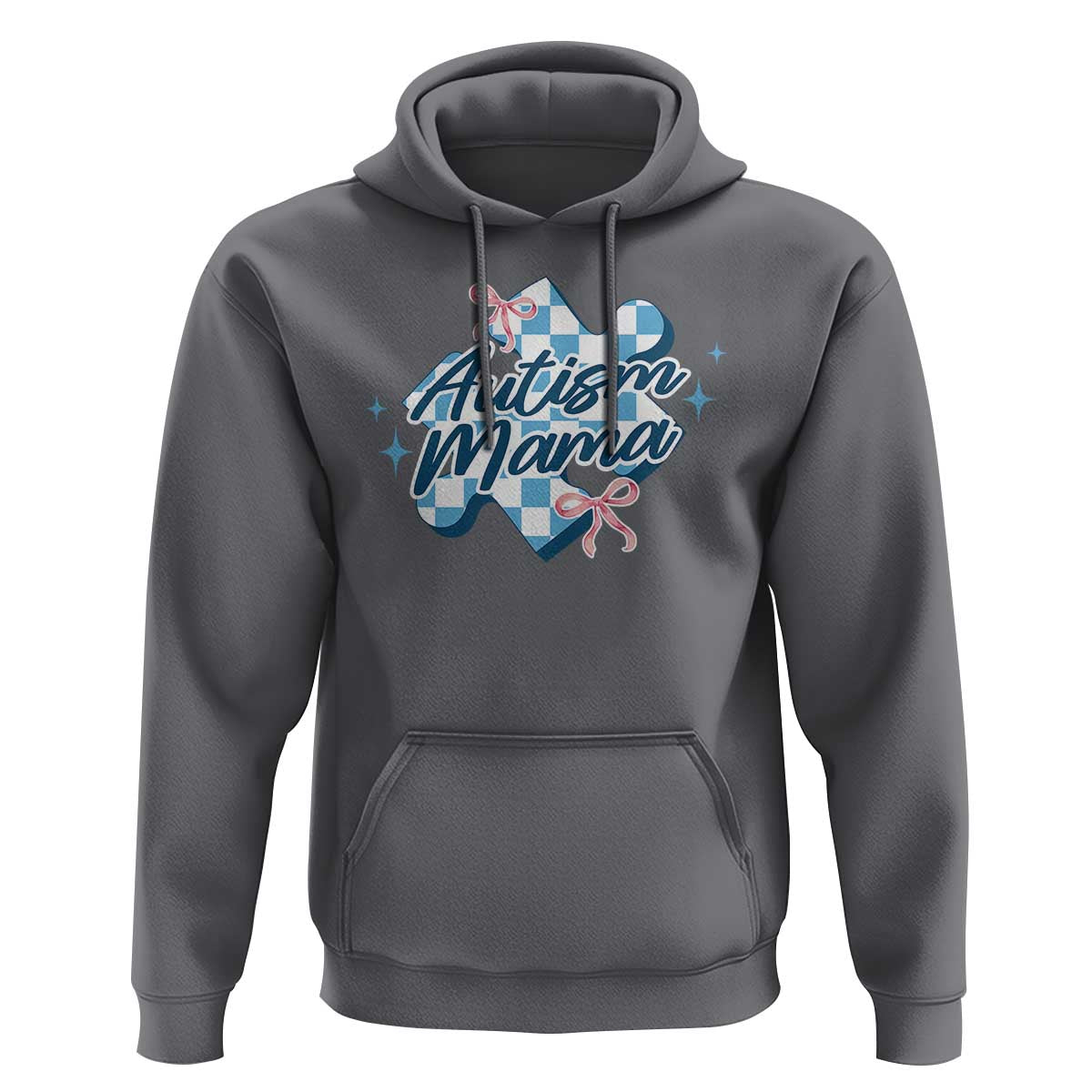 Autism Mama Coquette Puzzle Piece Pink Bow Hoodie