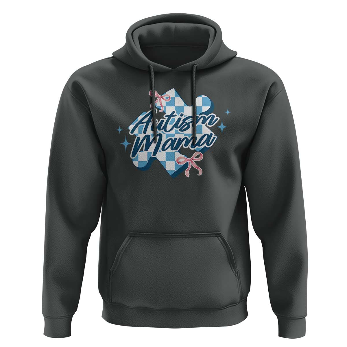 Autism Mama Coquette Puzzle Piece Pink Bow Hoodie