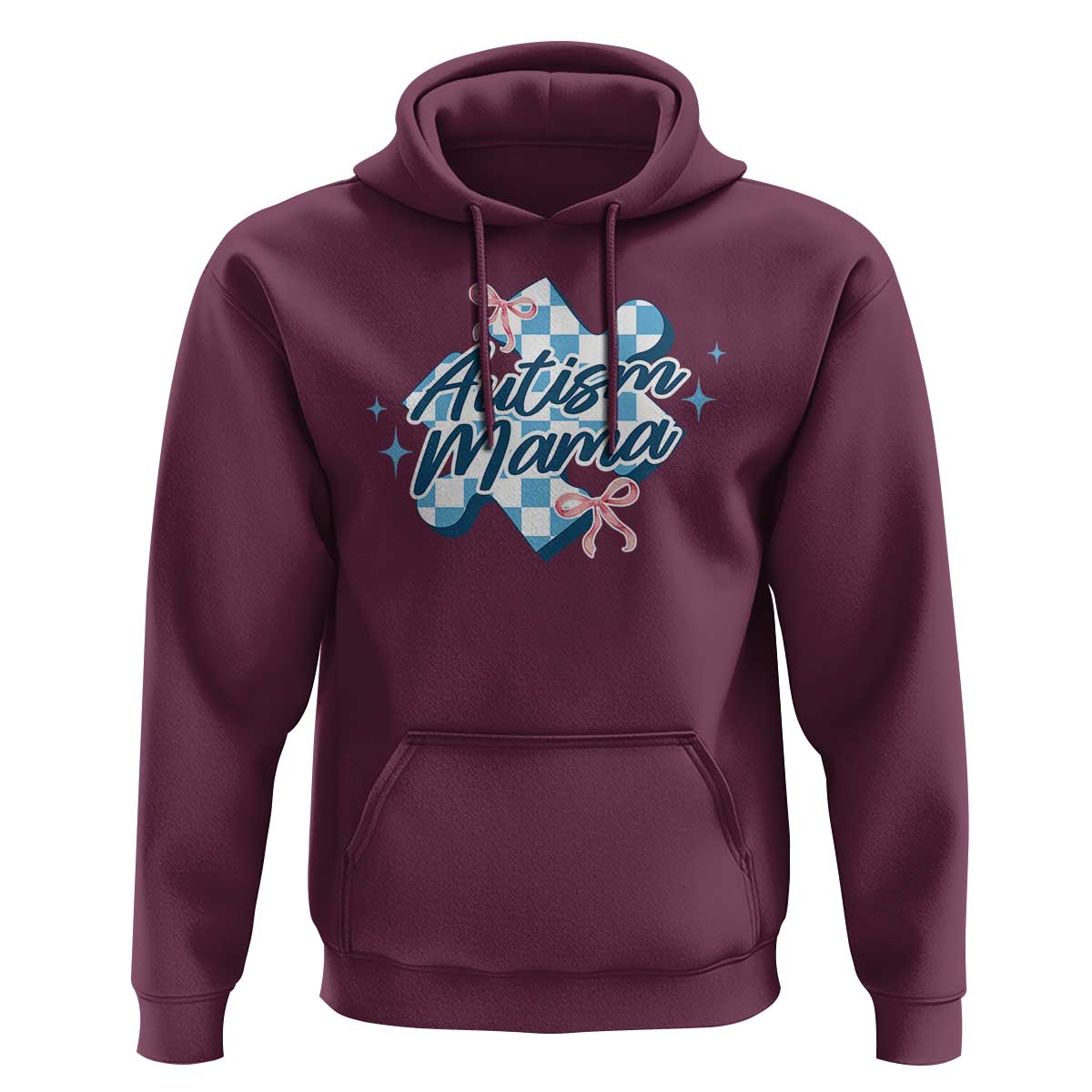 Autism Mama Coquette Puzzle Piece Pink Bow Hoodie