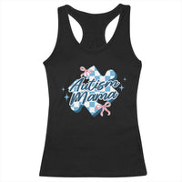 Autism Mama Coquette Puzzle Piece Pink Bow Racerback Tank Top