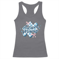 Autism Mama Coquette Puzzle Piece Pink Bow Racerback Tank Top