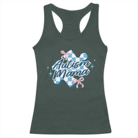 Autism Mama Coquette Puzzle Piece Pink Bow Racerback Tank Top