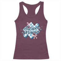 Autism Mama Coquette Puzzle Piece Pink Bow Racerback Tank Top