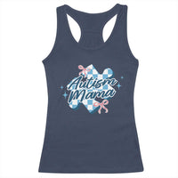 Autism Mama Coquette Puzzle Piece Pink Bow Racerback Tank Top