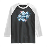 Autism Mama Coquette Puzzle Piece Pink Bow Raglan Shirt