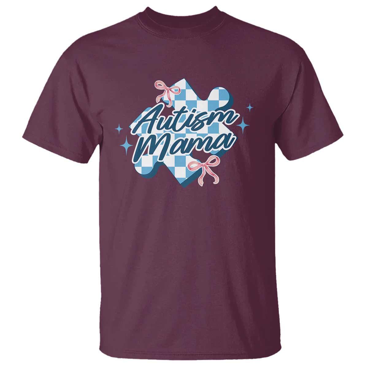 Autism Mama Coquette Puzzle Piece Pink Bow T Shirt