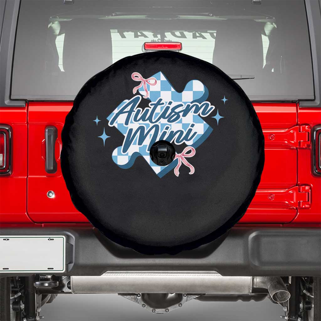 Autism Mini Coquette Puzzle Piece Pink Bow Spare Tire Cover