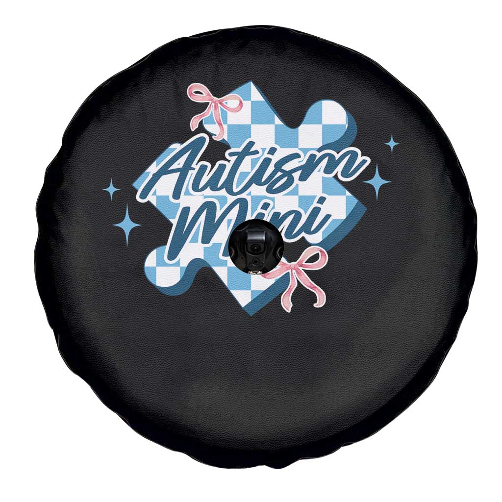 Autism Mini Coquette Puzzle Piece Pink Bow Spare Tire Cover