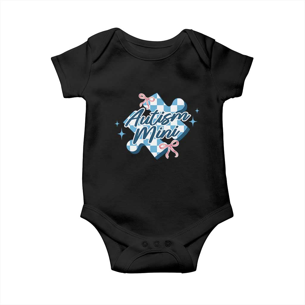 Autism Mini Coquette Puzzle Piece Pink Bow Baby Onesie