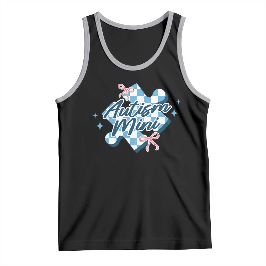 Autism Mini Coquette Puzzle Piece Pink Bow Tank Top