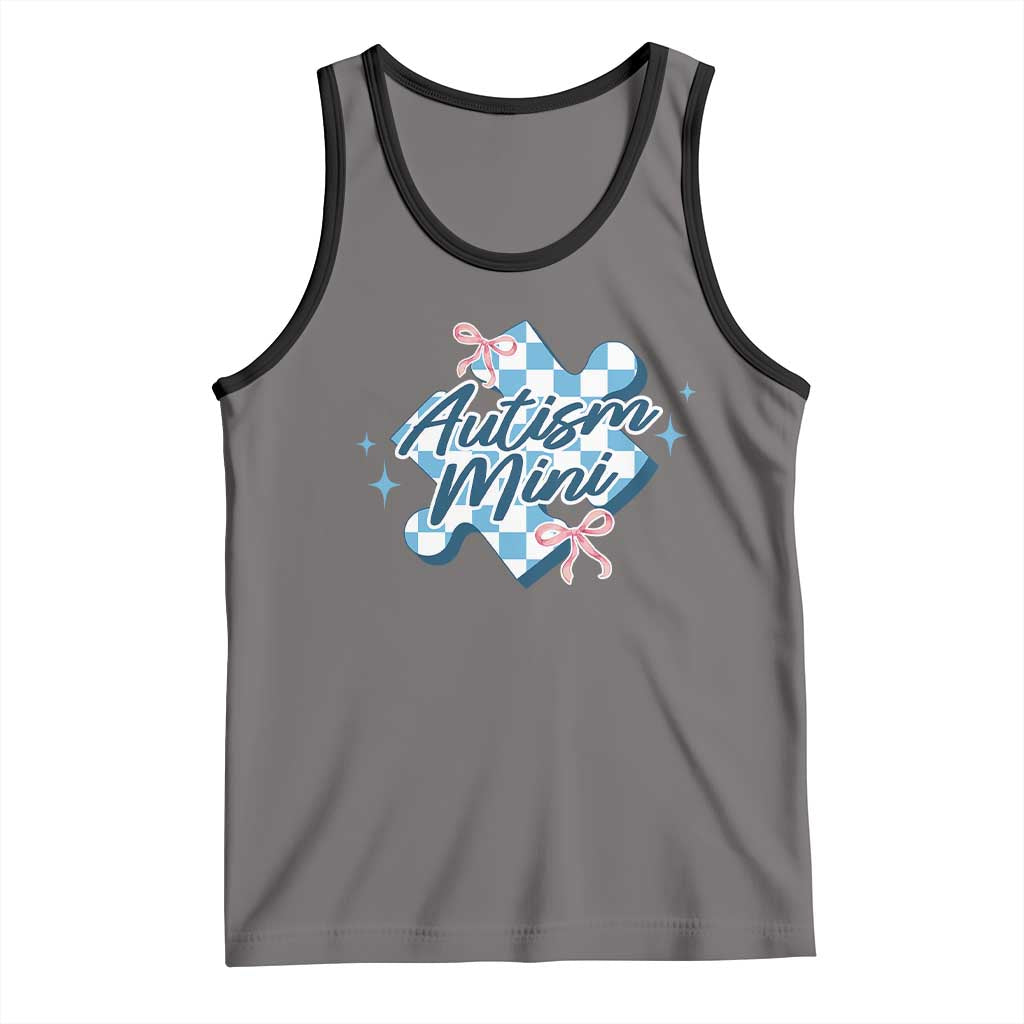 Autism Mini Coquette Puzzle Piece Pink Bow Tank Top