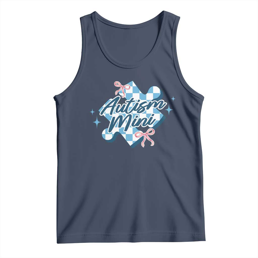 Autism Mini Coquette Puzzle Piece Pink Bow Tank Top