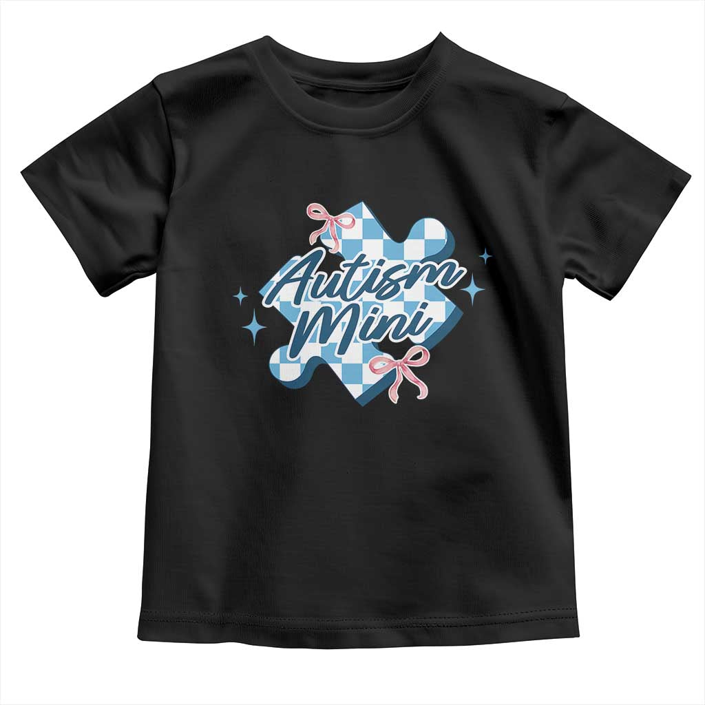 Autism Mini Coquette Puzzle Piece Pink Bow Toddler T Shirt