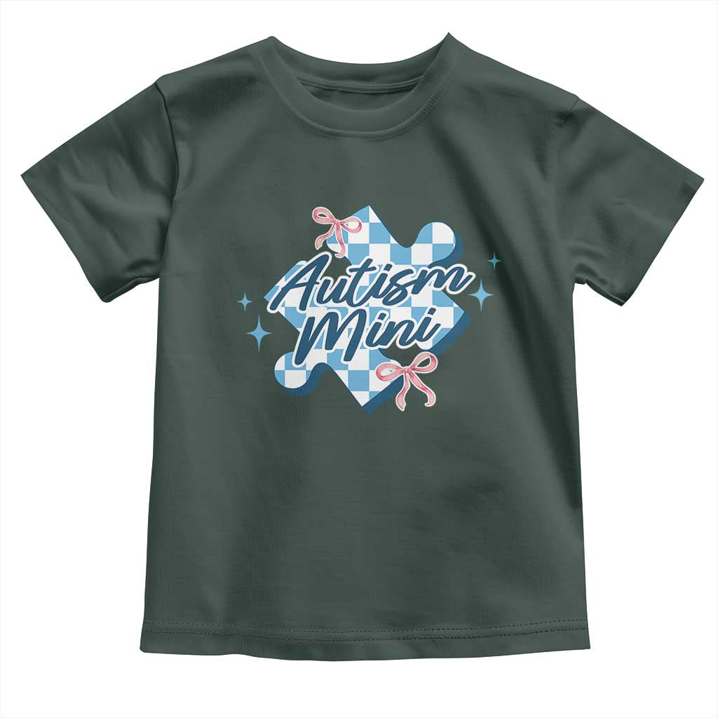 Autism Mini Coquette Puzzle Piece Pink Bow Toddler T Shirt