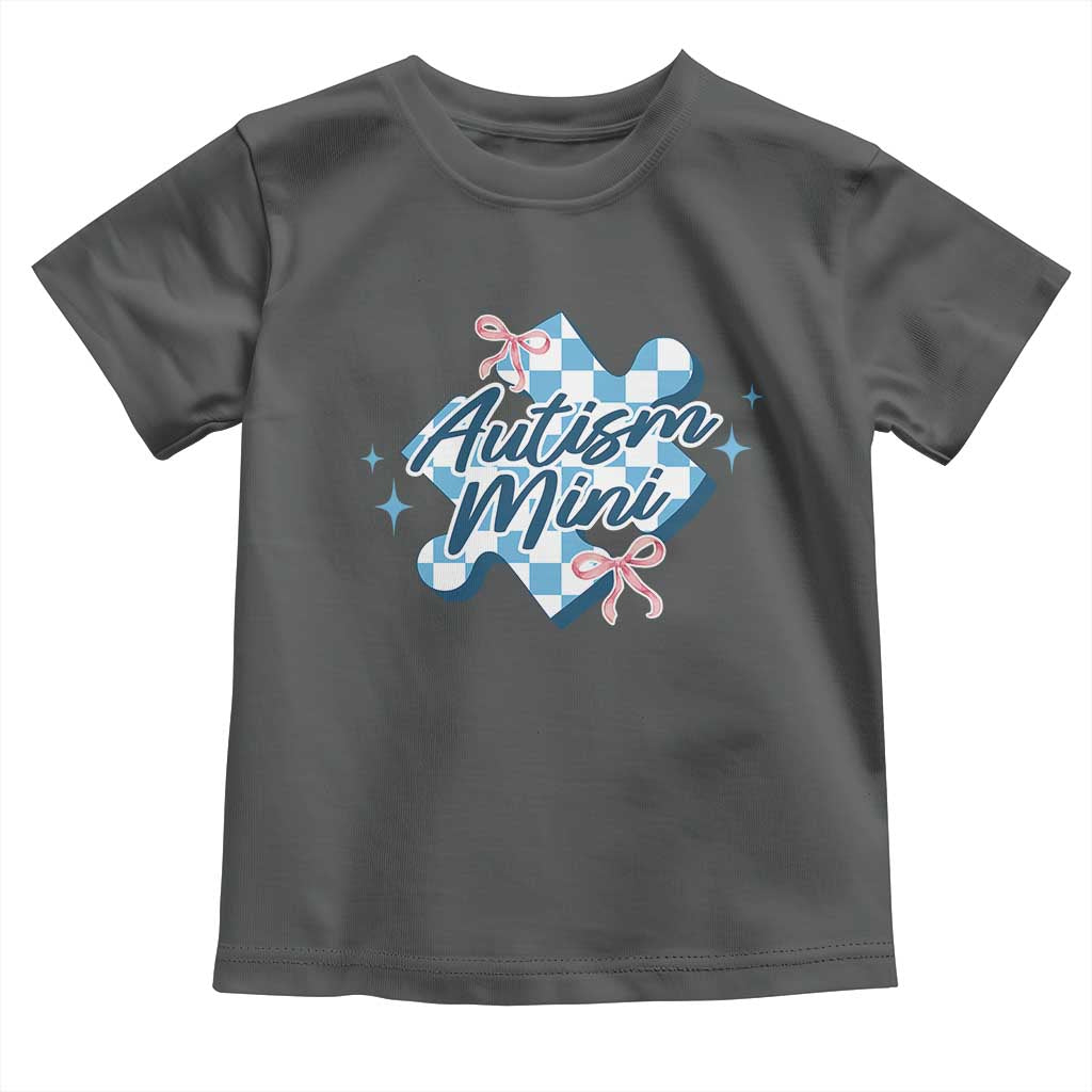 Autism Mini Coquette Puzzle Piece Pink Bow Toddler T Shirt