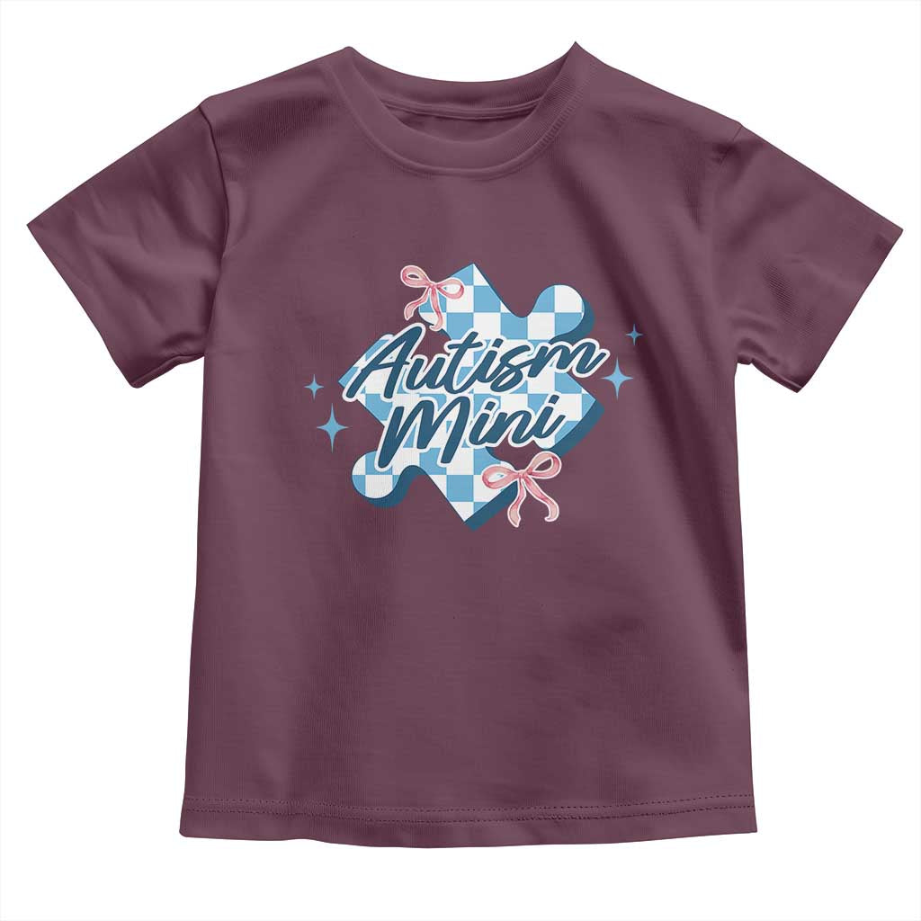 Autism Mini Coquette Puzzle Piece Pink Bow Toddler T Shirt