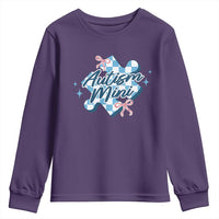 Autism Mini Coquette Puzzle Piece Pink Bow Youth Sweatshirt