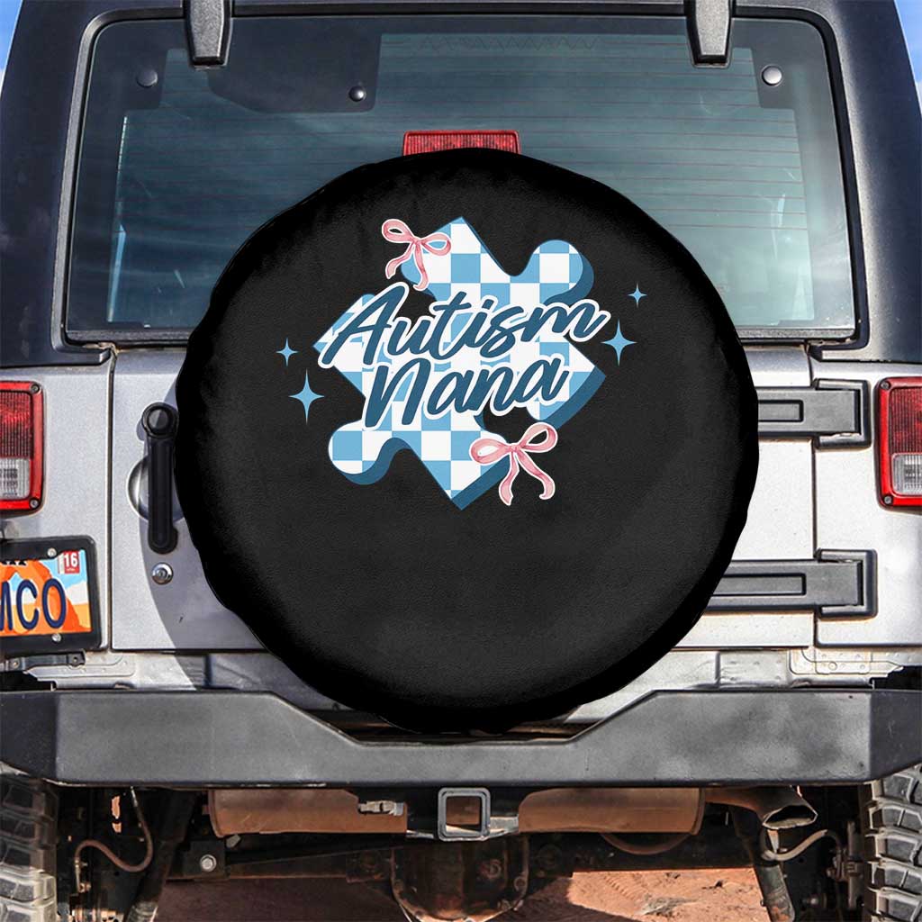 Autism Nana Coquette Puzzle Piece Pink Bow Spare Tire Cover
