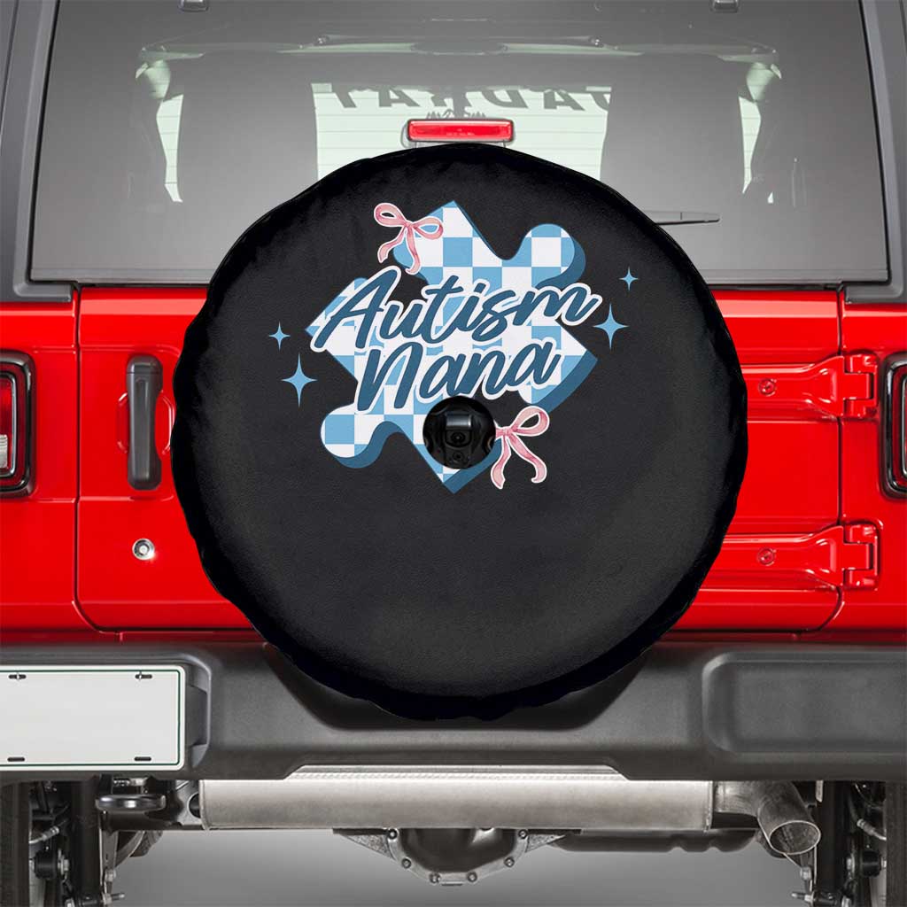 Autism Nana Coquette Puzzle Piece Pink Bow Spare Tire Cover