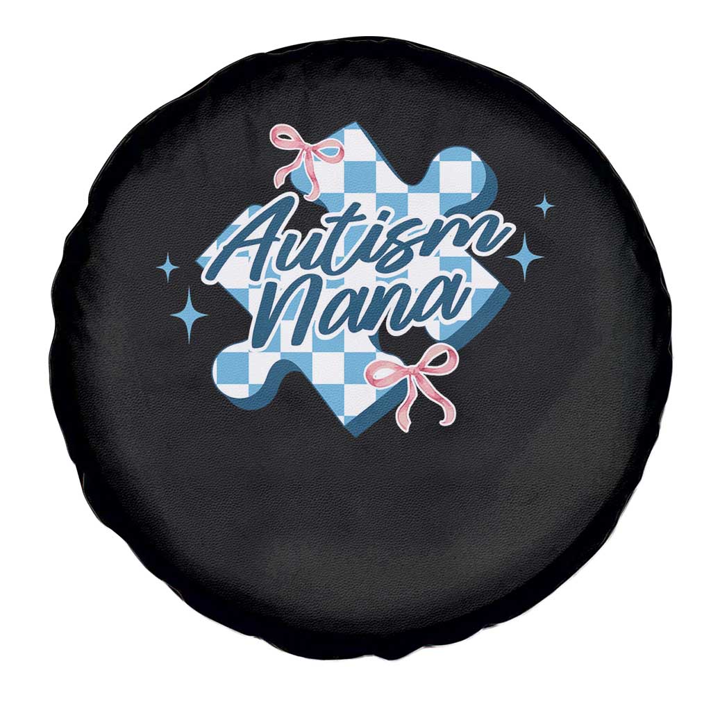 Autism Nana Coquette Puzzle Piece Pink Bow Spare Tire Cover