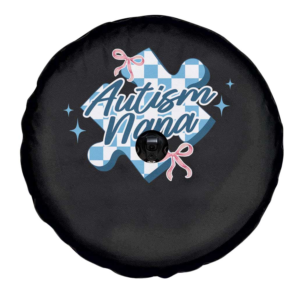 Autism Nana Coquette Puzzle Piece Pink Bow Spare Tire Cover