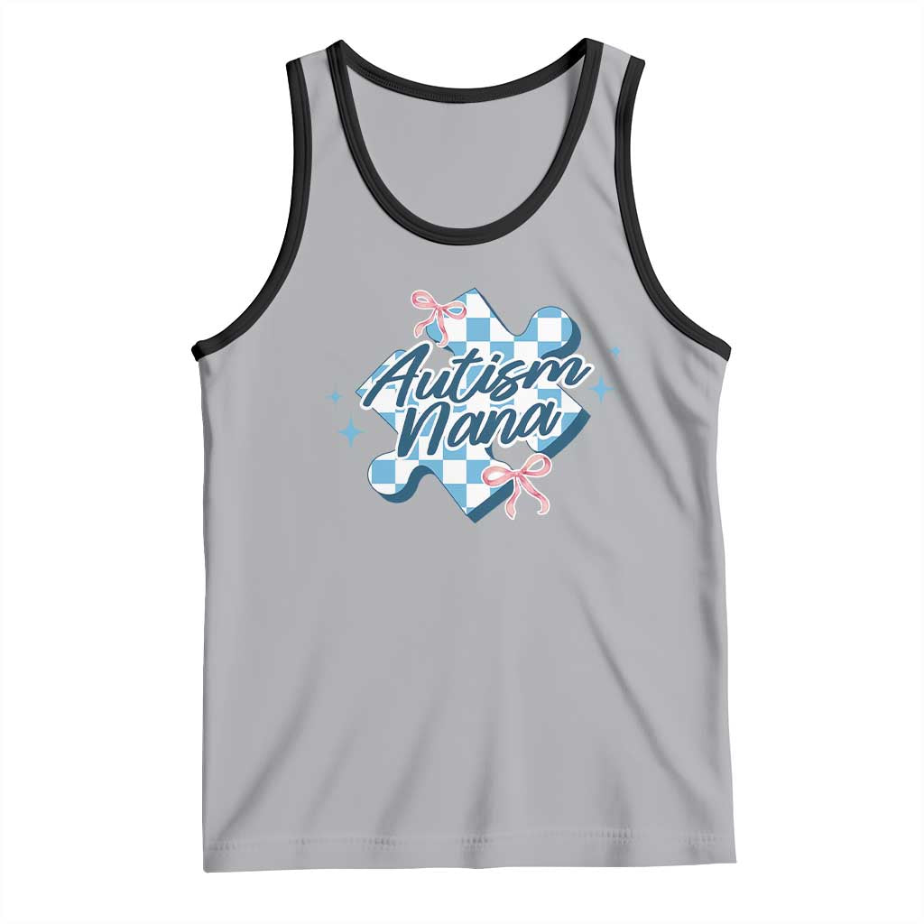 Autism Nana Coquette Puzzle Piece Pink Bow Tank Top