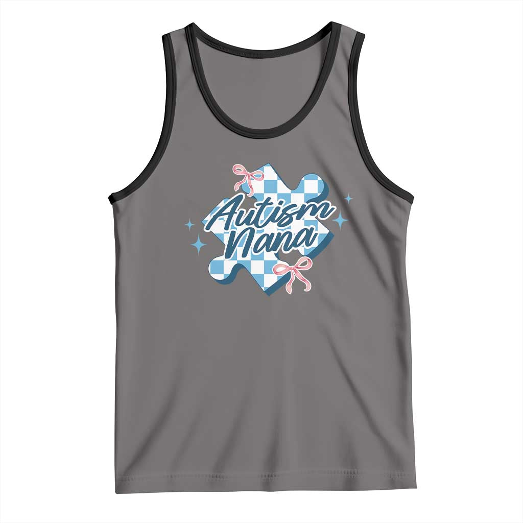 Autism Nana Coquette Puzzle Piece Pink Bow Tank Top