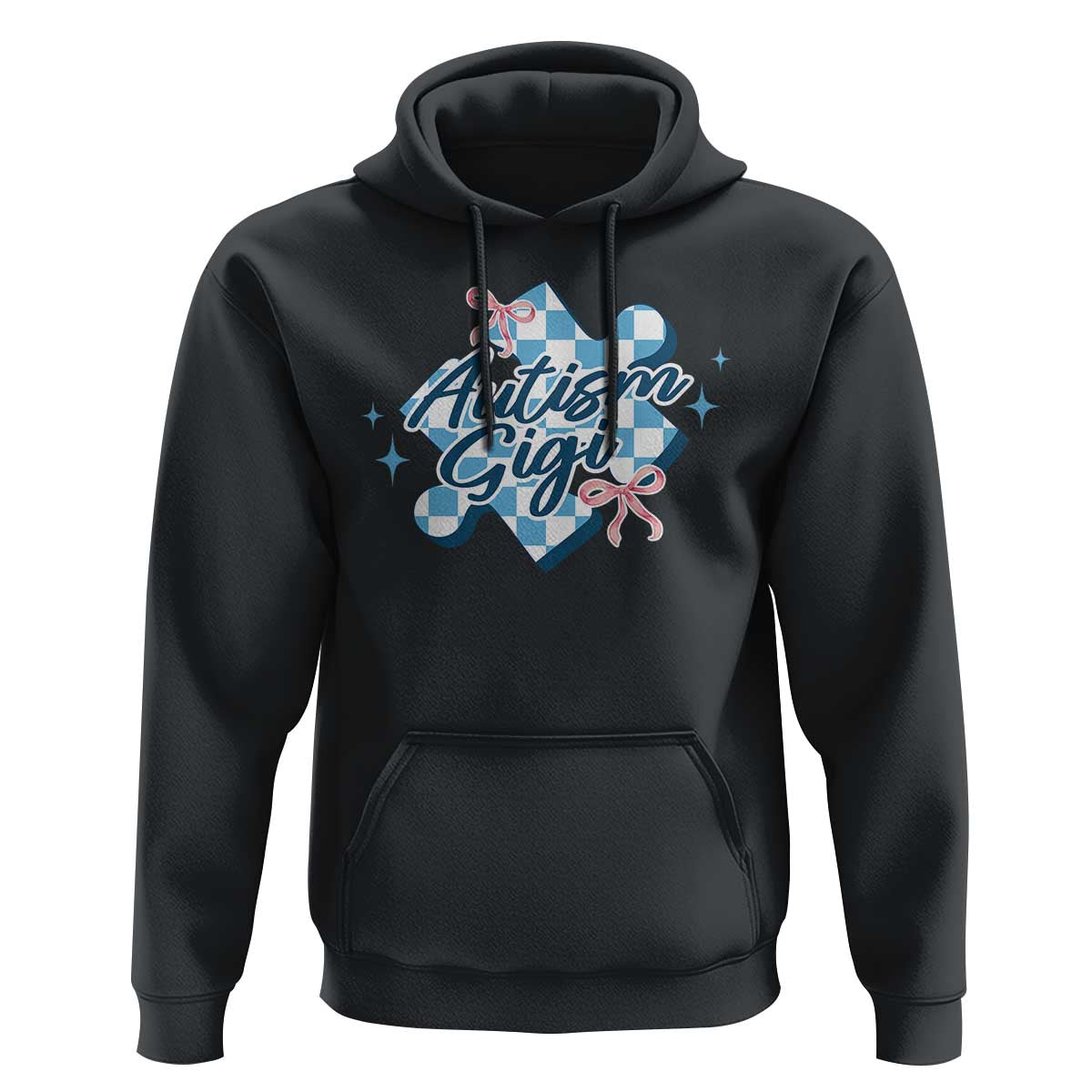 Autism Gigi Coquette Puzzle Piece Pink Bow Hoodie