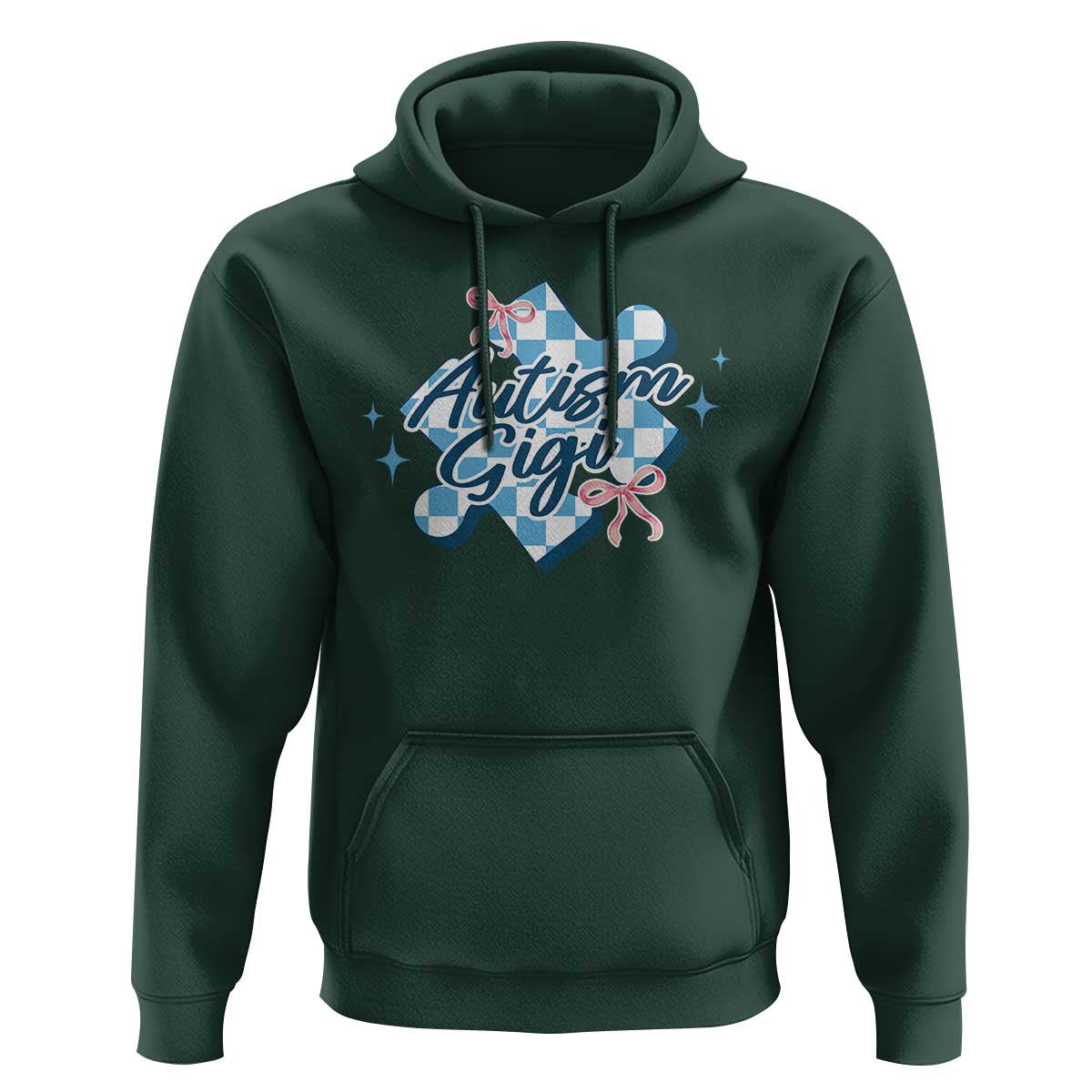 Autism Gigi Coquette Puzzle Piece Pink Bow Hoodie