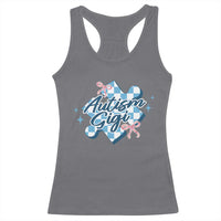 Autism Gigi Coquette Puzzle Piece Pink Bow Racerback Tank Top