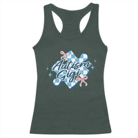 Autism Gigi Coquette Puzzle Piece Pink Bow Racerback Tank Top