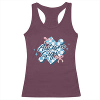 Autism Gigi Coquette Puzzle Piece Pink Bow Racerback Tank Top
