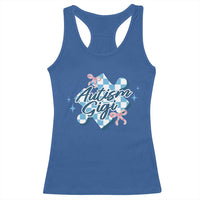 Autism Gigi Coquette Puzzle Piece Pink Bow Racerback Tank Top