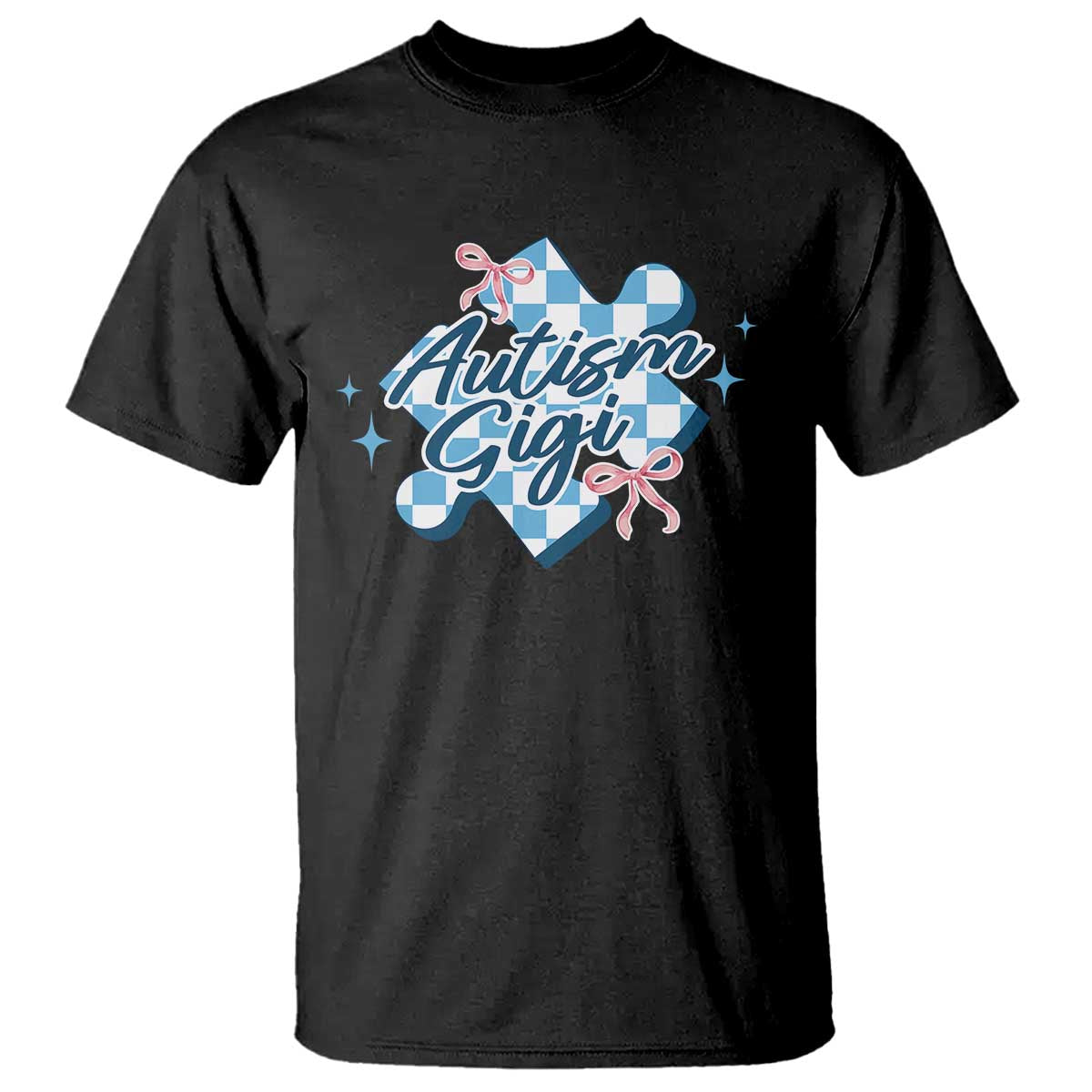 Autism Gigi Coquette Puzzle Piece Pink Bow T Shirt