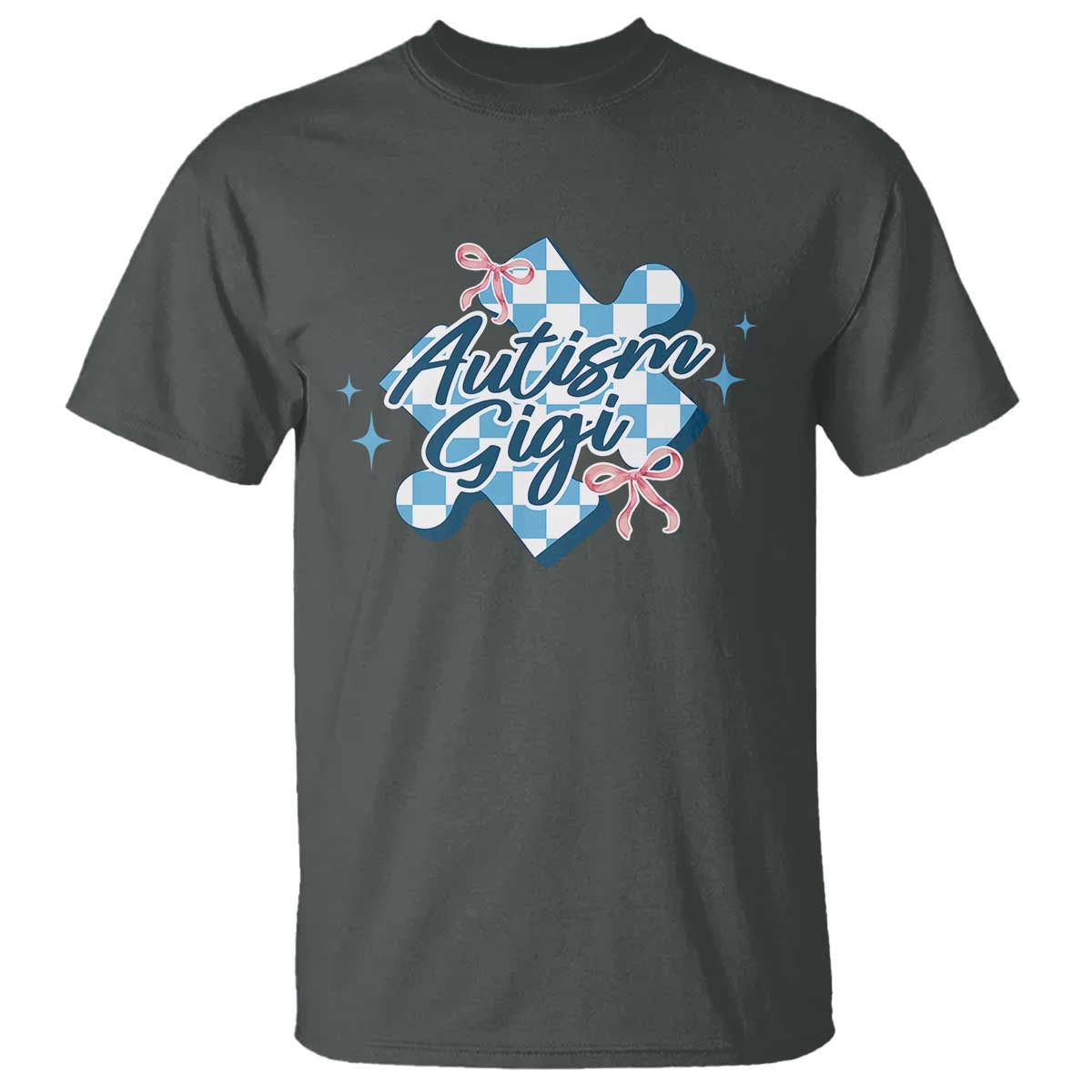 Autism Gigi Coquette Puzzle Piece Pink Bow T Shirt