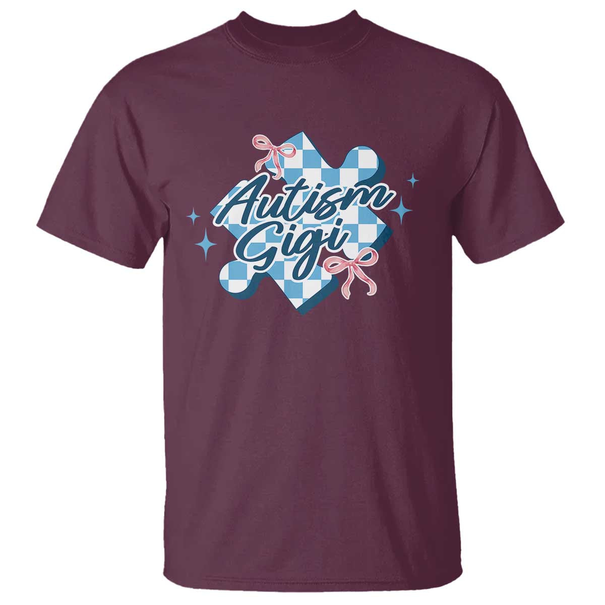 Autism Gigi Coquette Puzzle Piece Pink Bow T Shirt