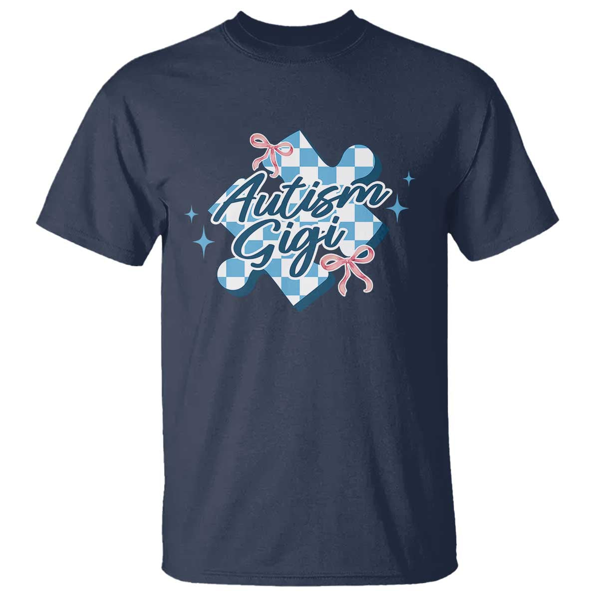 Autism Gigi Coquette Puzzle Piece Pink Bow T Shirt