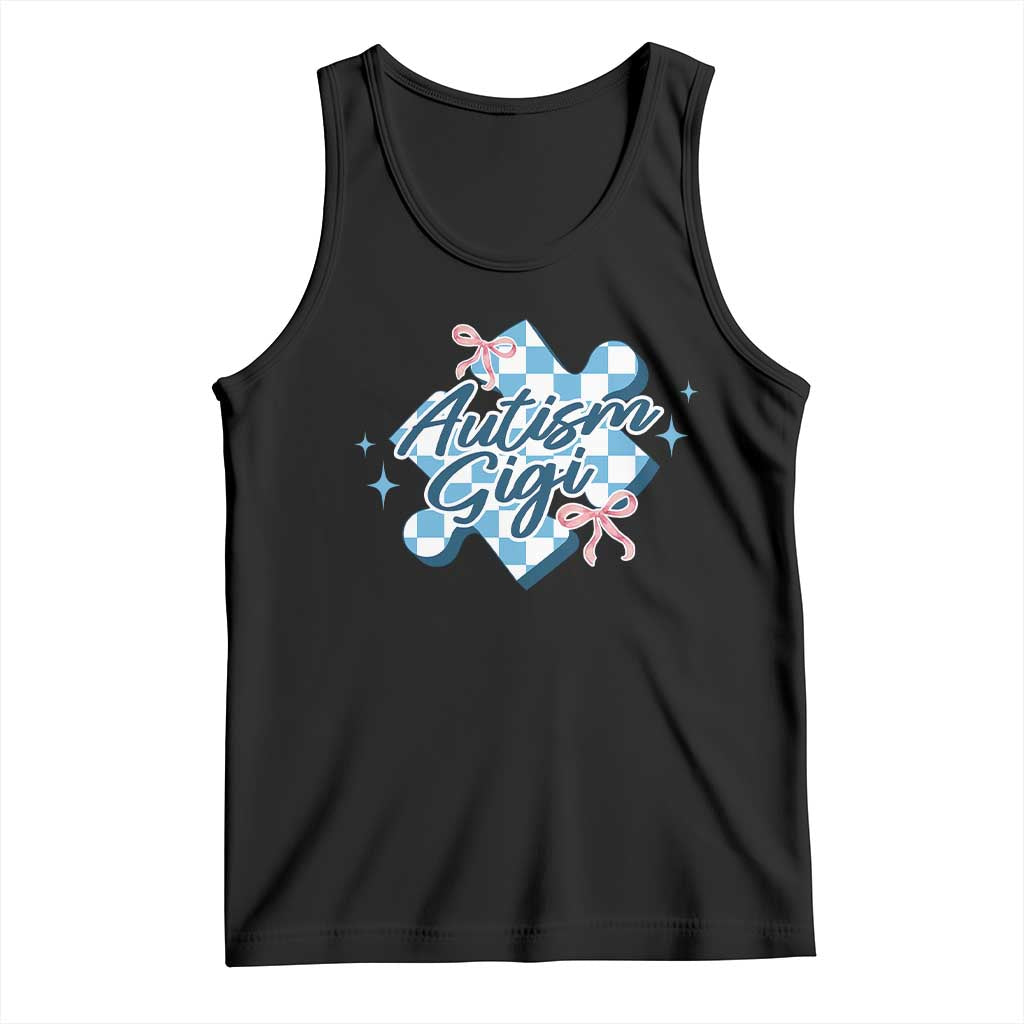 Autism Gigi Coquette Puzzle Piece Pink Bow Tank Top