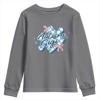 Autism Gigi Coquette Puzzle Piece Pink Bow Youth Sweatshirt