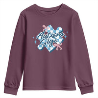 Autism Gigi Coquette Puzzle Piece Pink Bow Youth Sweatshirt