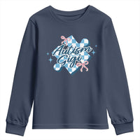 Autism Gigi Coquette Puzzle Piece Pink Bow Youth Sweatshirt