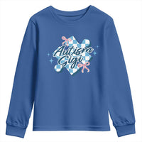 Autism Gigi Coquette Puzzle Piece Pink Bow Youth Sweatshirt