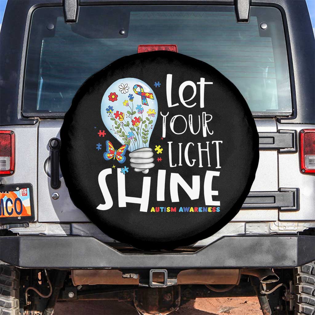 Autism Awareness Spare Tire Cover Let Your Light Shine Puzzle Ribbon Inspirational Quote