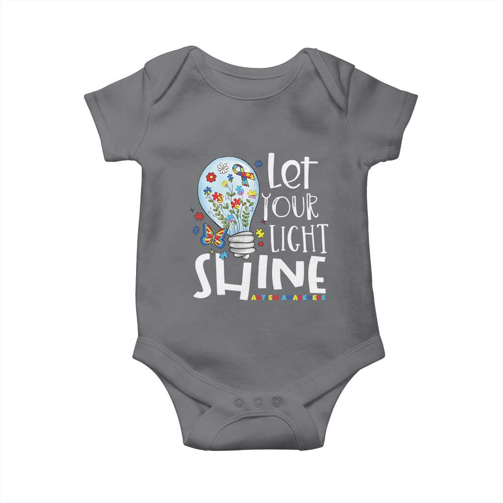 Autism Awareness Baby Onesie Let Your Light Shine Puzzle Ribbon Inspirational Quote