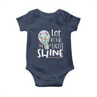Autism Awareness Baby Onesie Let Your Light Shine Puzzle Ribbon Inspirational Quote
