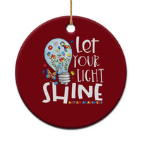Autism Awareness Ceramic Ornament Let Your Light Shine Puzzle Ribbon Inspirational Quote