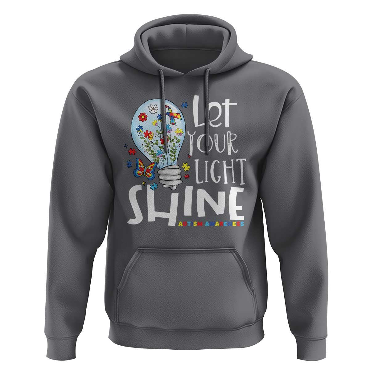 Autism Awareness Hoodie Let Your Light Shine Puzzle Ribbon Inspirational Quote