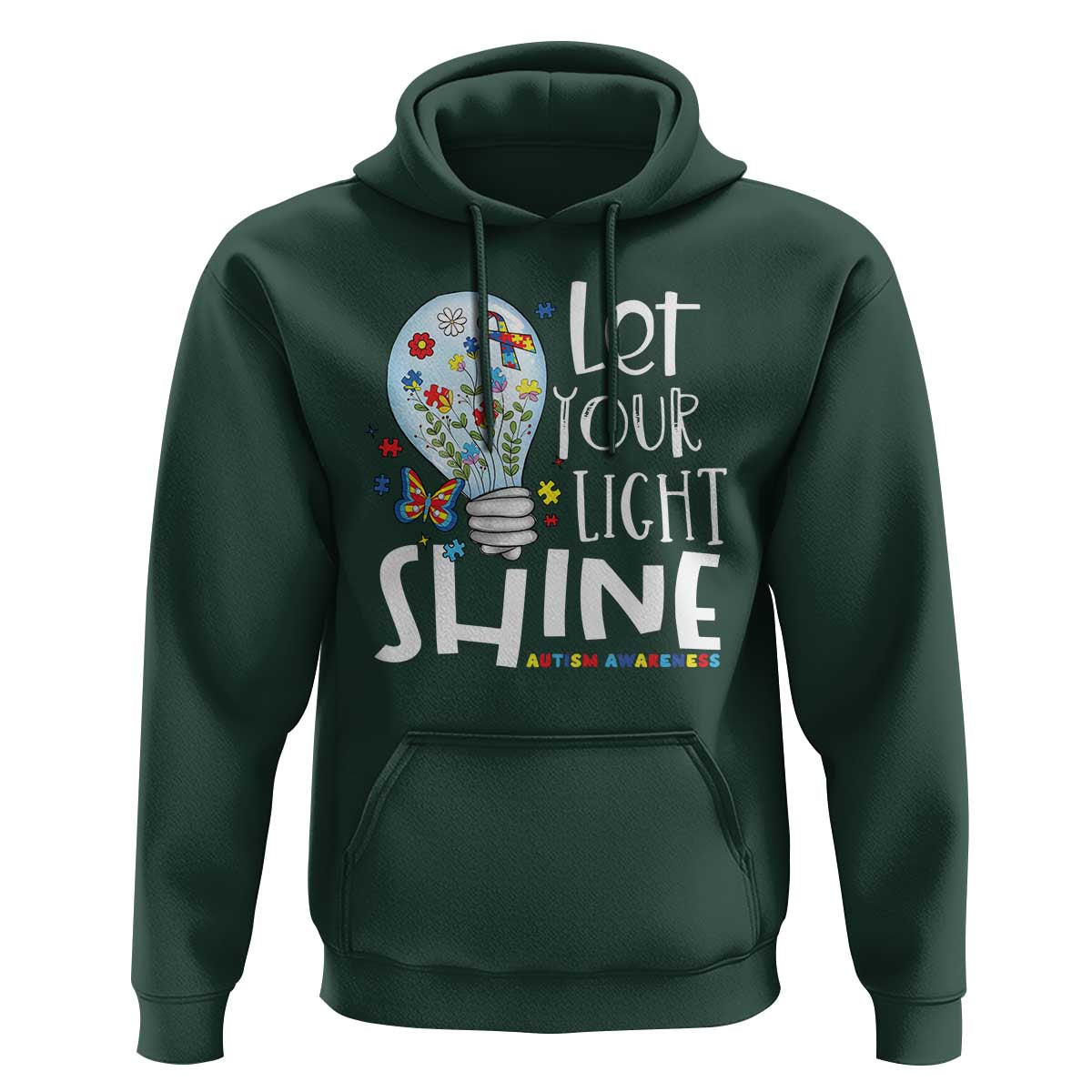 Autism Awareness Hoodie Let Your Light Shine Puzzle Ribbon Inspirational Quote