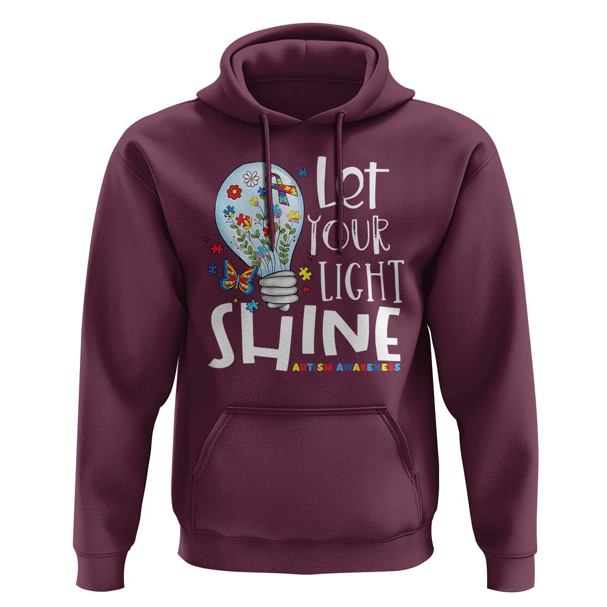 Autism Awareness Hoodie Let Your Light Shine Puzzle Ribbon Inspirational Quote